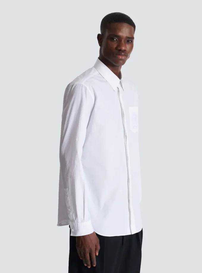 Balmain Écusson besticktes Popelinehemd