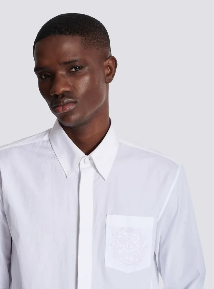 Balmain Écusson besticktes Popelinehemd