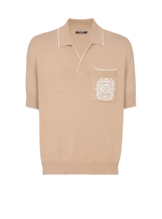 Balmain Écusson besticktes Strick-Poloshirt