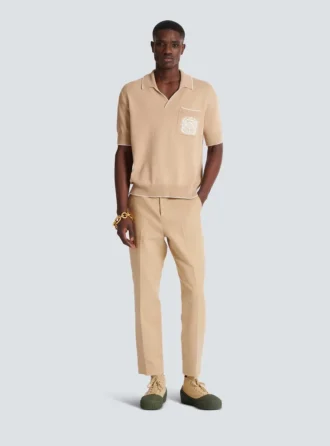 Balmain Écusson besticktes Strick-Poloshirt