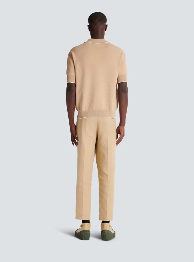 Balmain Écusson besticktes Strick-Poloshirt Balmain Écusson besticktes Strick-Poloshirt