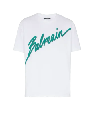 Balmain Lettre T-Shirt mit Flockdruck