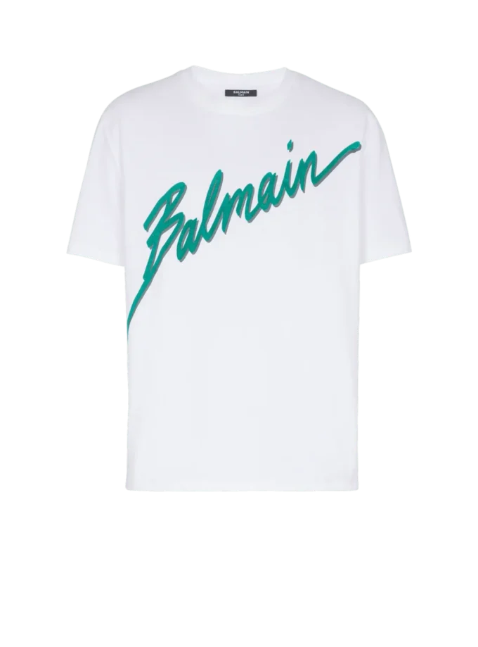 Balmain Lettre T-Shirt mit Flockdruck Balmain Lettre T-Shirt mit Flockdruck