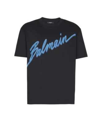Balmain Lettre T-Shirt mit Flockdruck