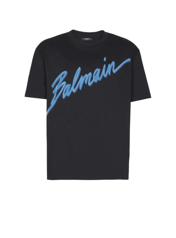 Balmain Lettre T-Shirt mit Flockdruck Balmain Lettre T-Shirt mit Flockdruck