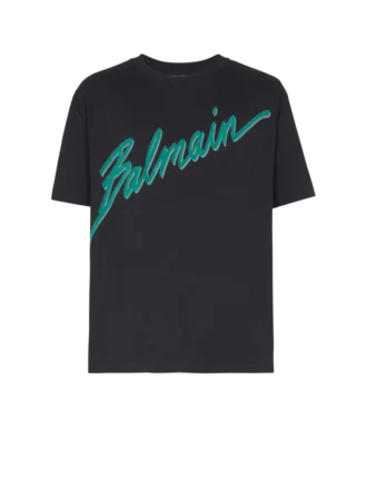 Balmain Lettre T-Shirt mit Flockdruck