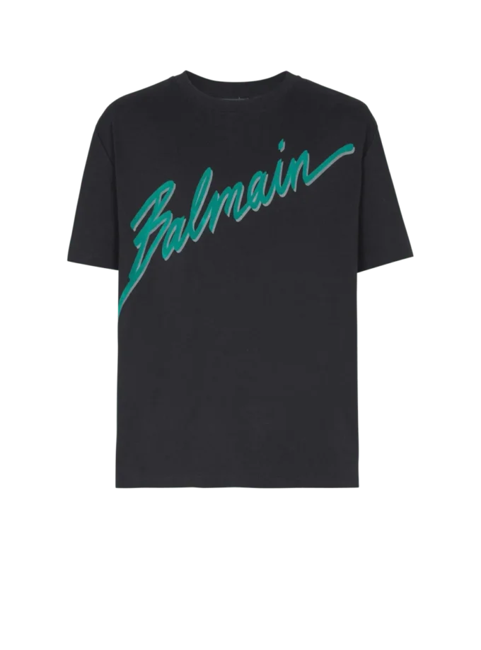 Balmain Lettre T-Shirt mit Flockdruck Balmain Lettre T-Shirt mit Flockdruck