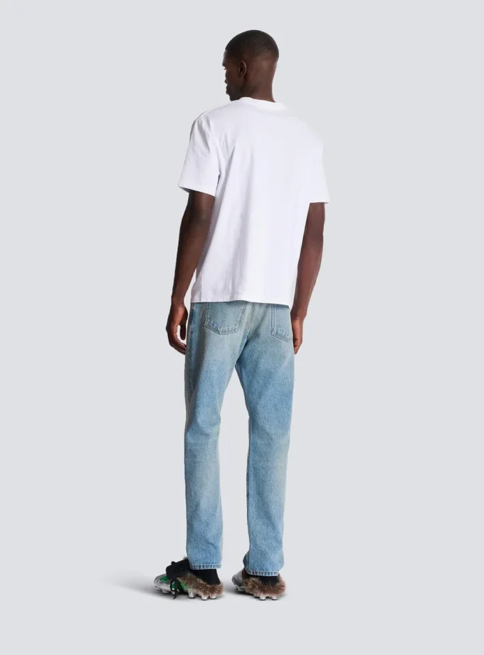 Balmain Lettre T-Shirt mit Flockdruck Balmain Lettre T-Shirt mit Flockdruck