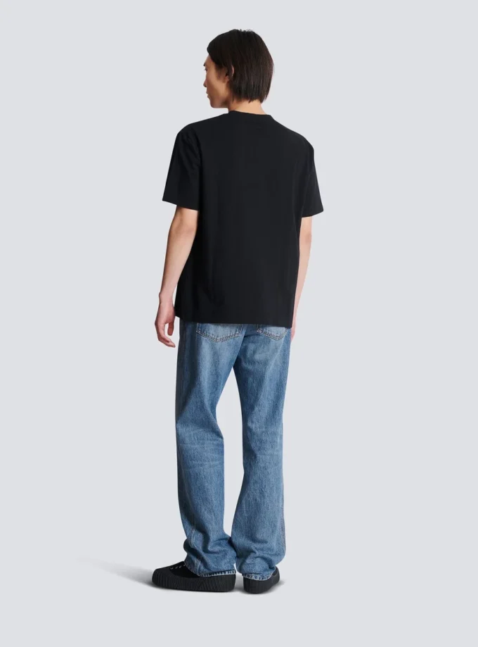 Balmain Lettre T-Shirt mit Flockdruck Balmain Lettre T-Shirt mit Flockdruck