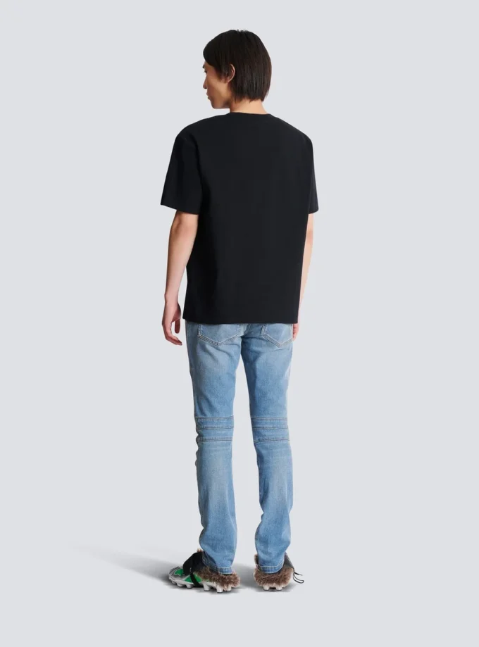 Balmain Lettre T-Shirt mit Flockdruck Balmain Lettre T-Shirt mit Flockdruck