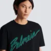 Balmain Lettre T-Shirt mit Flockdruck Balmain Lettre T-Shirt mit Flockdruck