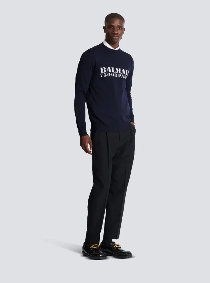 Balmain Stamp Pullover aus Merinowolle