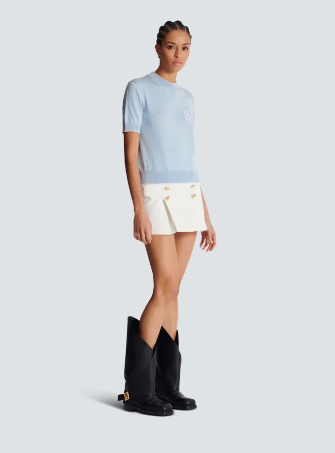 Balmain Strickoberteil mit Emblème-Stickerei Balmain Strickoberteil mit Emblème-Stickerei