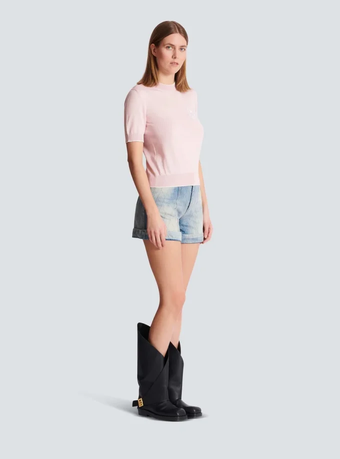 Balmain Strickoberteil mit Emblème-Stickerei Balmain Strickoberteil mit Emblème-Stickerei