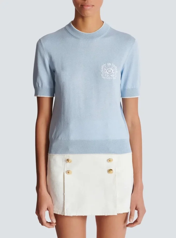 Balmain Strickoberteil mit Emblème-Stickerei Balmain Strickoberteil mit Emblème-Stickerei
