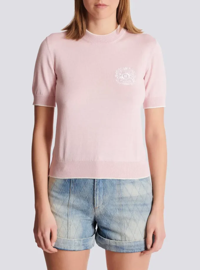 Balmain Strickoberteil mit Emblème-Stickerei Balmain Strickoberteil mit Emblème-Stickerei