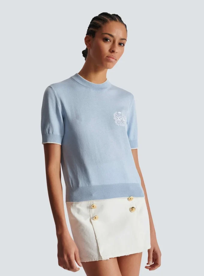 Balmain Strickoberteil mit Emblème-Stickerei Balmain Strickoberteil mit Emblème-Stickerei