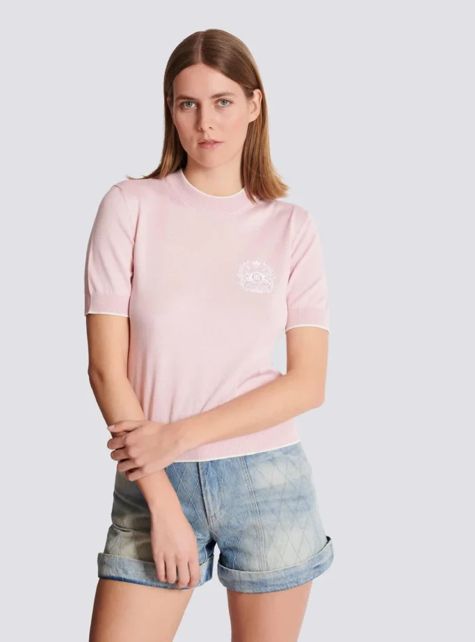 Balmain Strickoberteil mit Emblème-Stickerei Balmain Strickoberteil mit Emblème-Stickerei