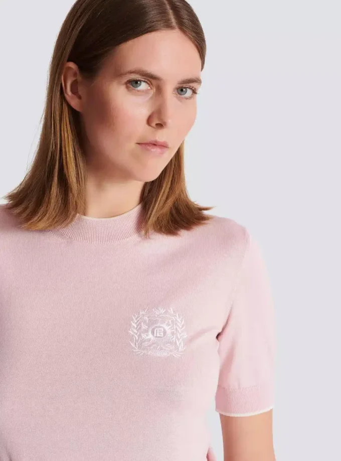 Balmain Strickoberteil mit Emblème-Stickerei Balmain Strickoberteil mit Emblème-Stickerei