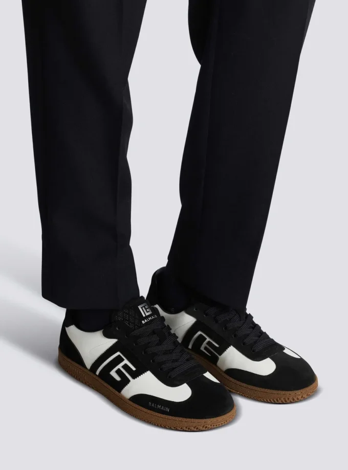 Balmain Swan Sneakers aus Kalbsleder und Wildleder Balmain Swan Sneakers aus Kalbsleder und Wildleder