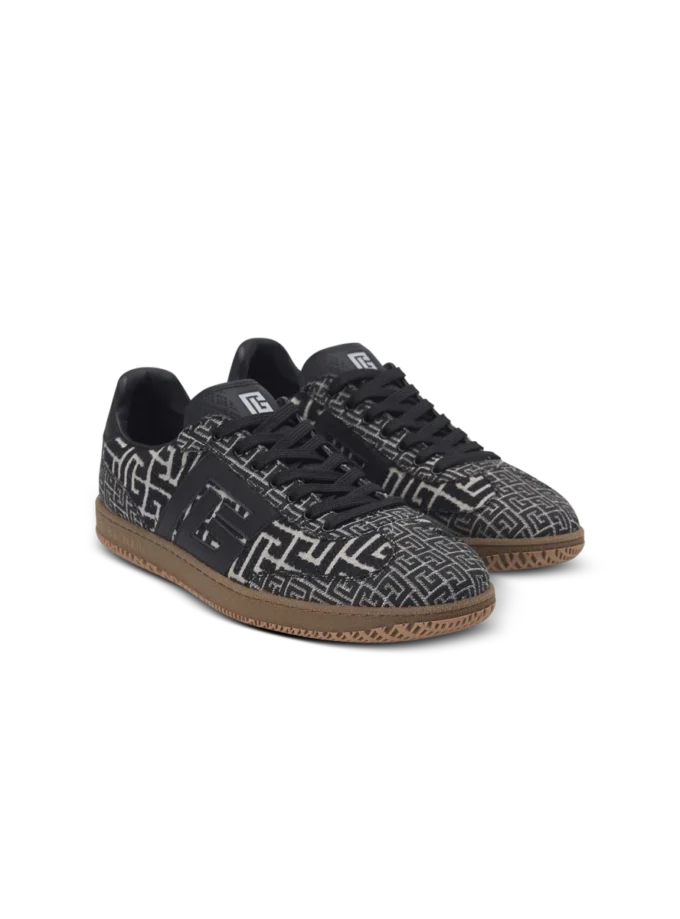 Balmain Swan Sneakers aus PB Labyrinth Jacquard Balmain Swan Sneakers aus PB Labyrinth Jacquard