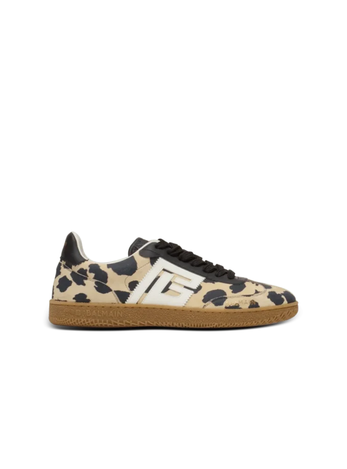 Balmain Swan Sneakers aus Wildleder mit Leopardenmuster Balmain Swan Sneakers aus Wildleder mit Leopardenmuster