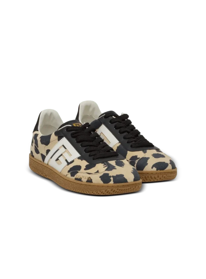 Balmain Swan Sneakers aus Wildleder mit Leopardenmuster Balmain Swan Sneakers aus Wildleder mit Leopardenmuster