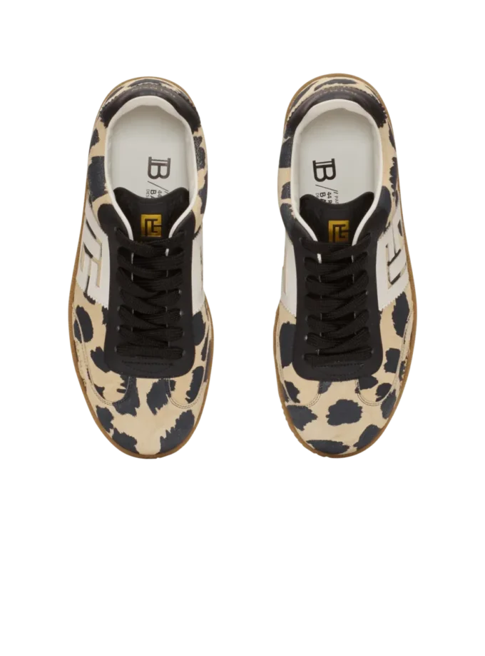 Balmain Swan Sneakers aus Wildleder mit Leopardenmuster Balmain Swan Sneakers aus Wildleder mit Leopardenmuster