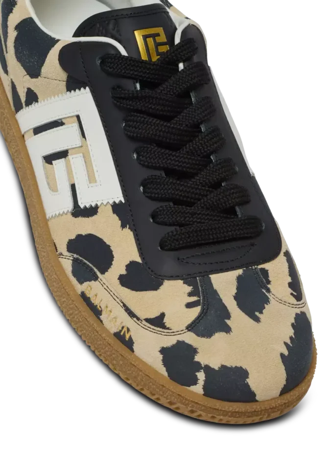 Balmain Swan Sneakers aus Wildleder mit Leopardenmuster Balmain Swan Sneakers aus Wildleder mit Leopardenmuster