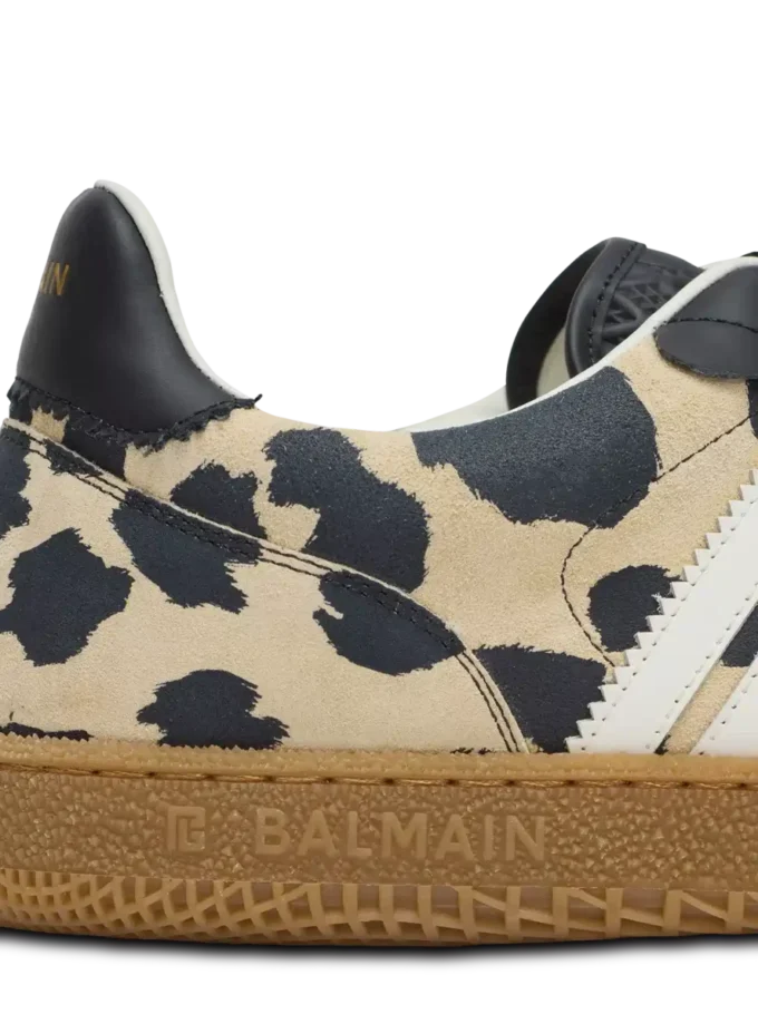 Balmain Swan Sneakers aus Wildleder mit Leopardenmuster Balmain Swan Sneakers aus Wildleder mit Leopardenmuster