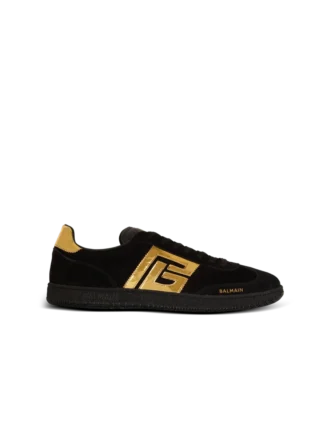 Balmain Swan Sneakers aus Wildleder und Lackleder