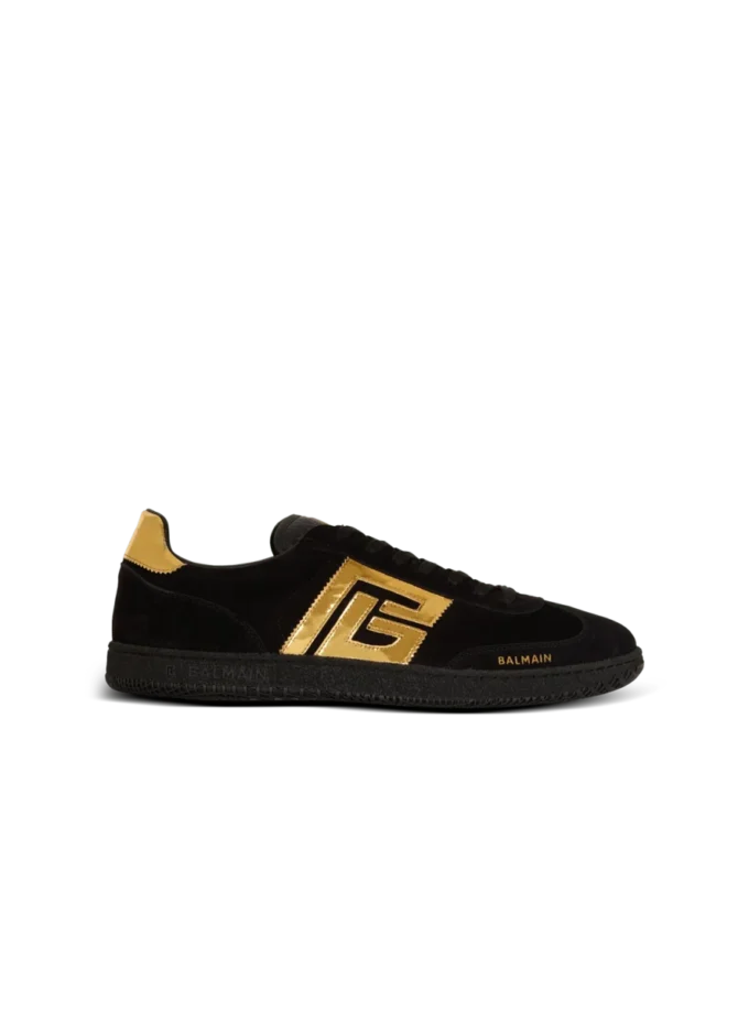 Balmain Swan Sneakers aus Wildleder und Lackleder Balmain Swan Sneakers aus Wildleder und Lackleder