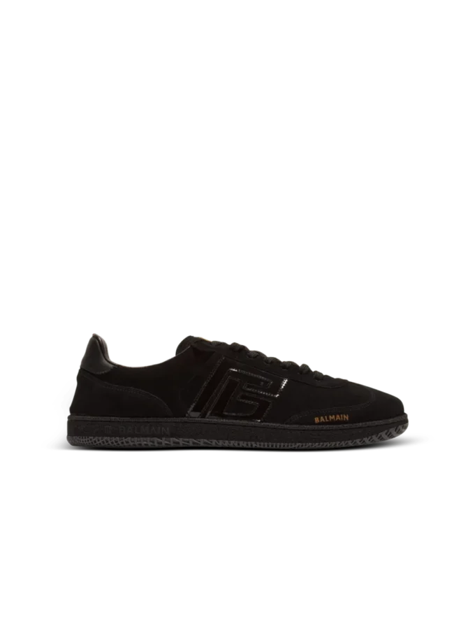 Balmain Swan Sneakers aus Wildleder und Lackleder Balmain Swan Sneakers aus Wildleder und Lackleder