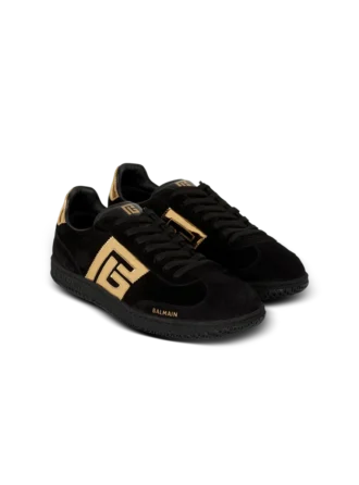 Balmain Swan Sneakers aus Wildleder und Lackleder