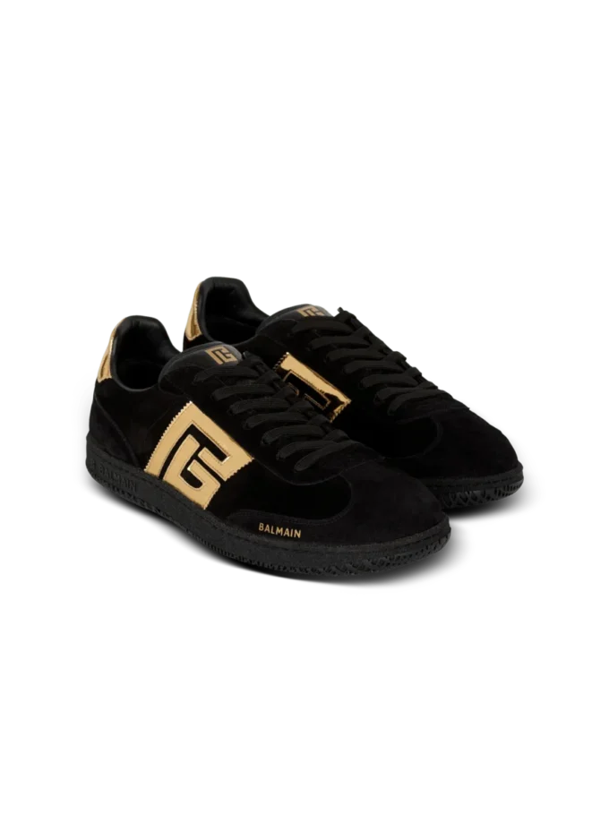 Balmain Swan Sneakers aus Wildleder und Lackleder Balmain Swan Sneakers aus Wildleder und Lackleder