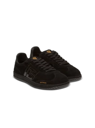 Balmain Swan Sneakers aus Wildleder und Lackleder