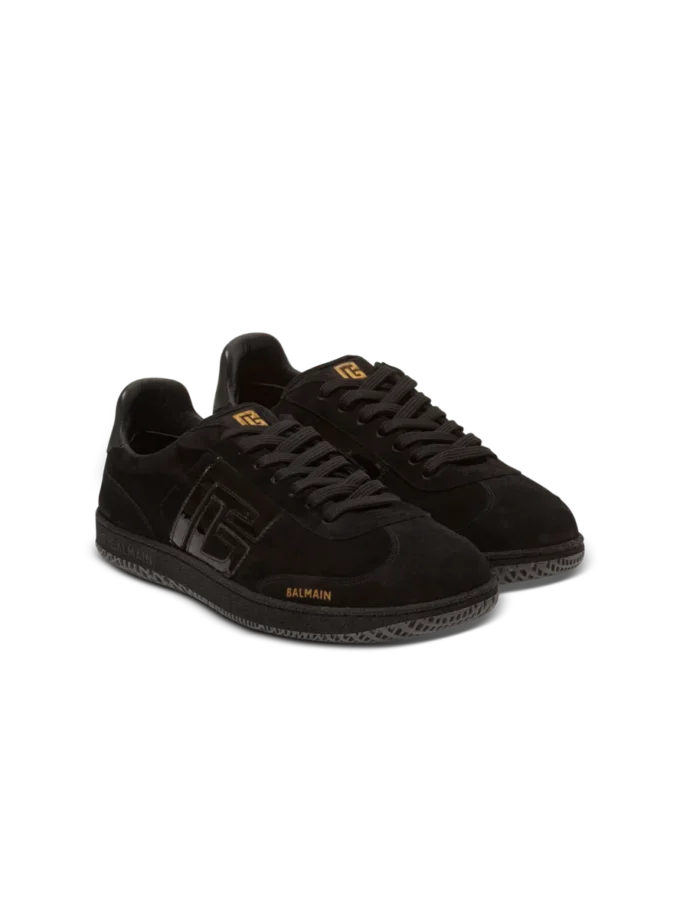Balmain Swan Sneakers aus Wildleder und Lackleder Balmain Swan Sneakers aus Wildleder und Lackleder