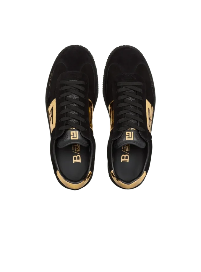 Balmain Swan Sneakers aus Wildleder und Lackleder Balmain Swan Sneakers aus Wildleder und Lackleder