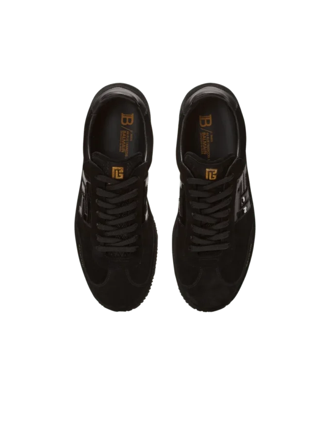Balmain Swan Sneakers aus Wildleder und Lackleder Balmain Swan Sneakers aus Wildleder und Lackleder