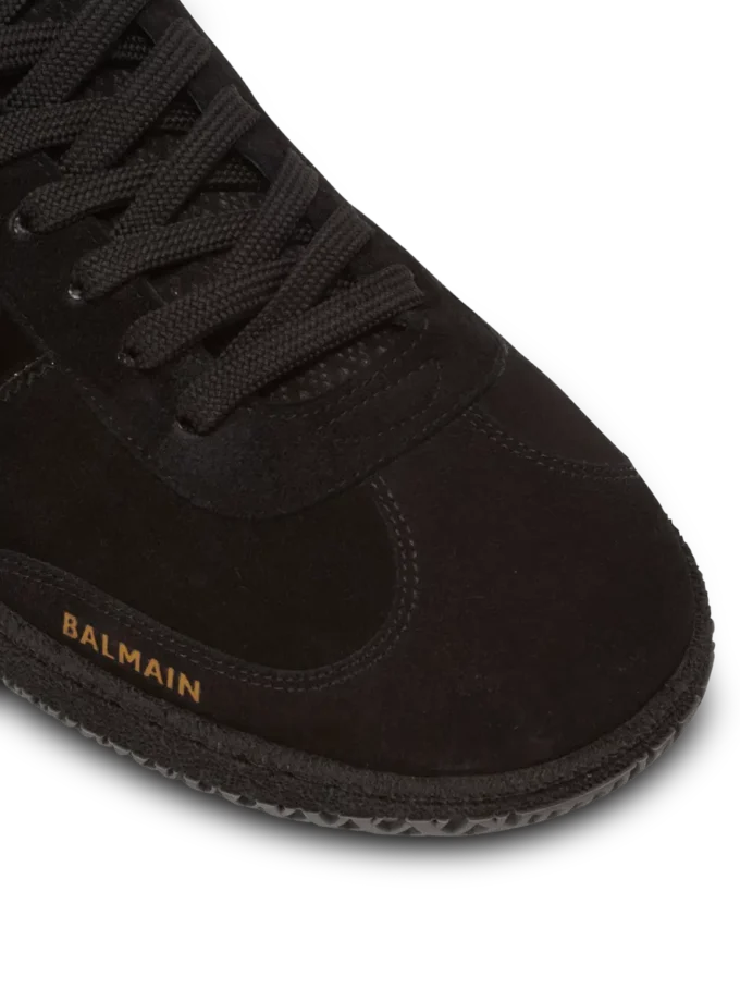 Balmain Swan Sneakers aus Wildleder und Lackleder Balmain Swan Sneakers aus Wildleder und Lackleder