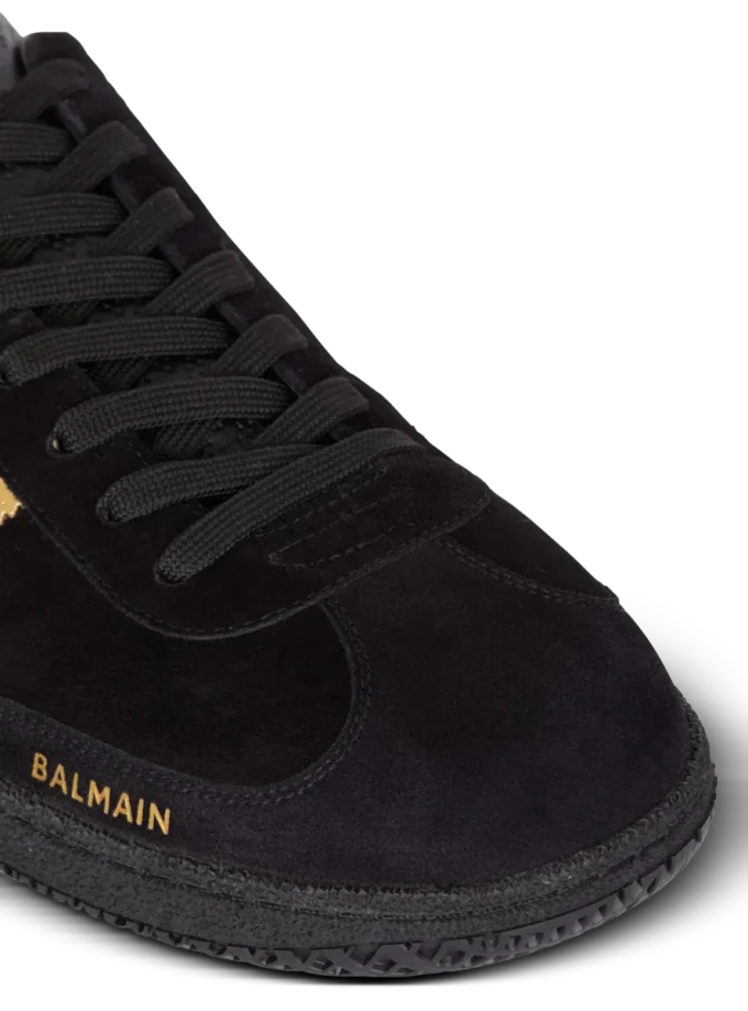 Balmain Swan Sneakers aus Wildleder und Lackleder Balmain Swan Sneakers aus Wildleder und Lackleder
