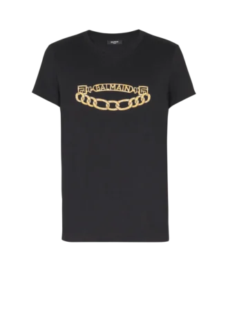 Balmain T-Shirt mit Chaînes-Logo-Print