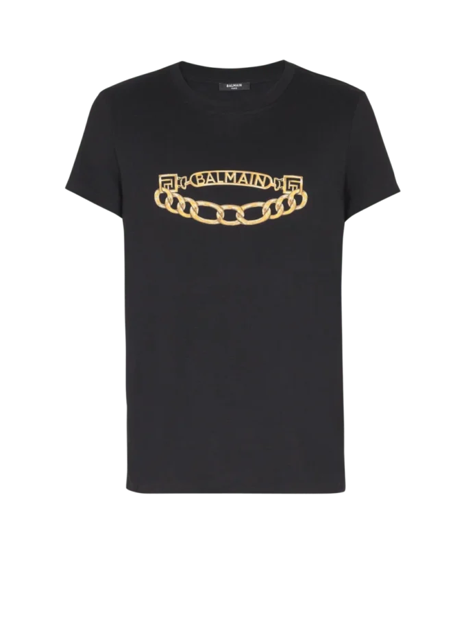 Balmain T-Shirt mit Chaînes-Logo-Print Balmain T-Shirt mit Chaînes-Logo-Print