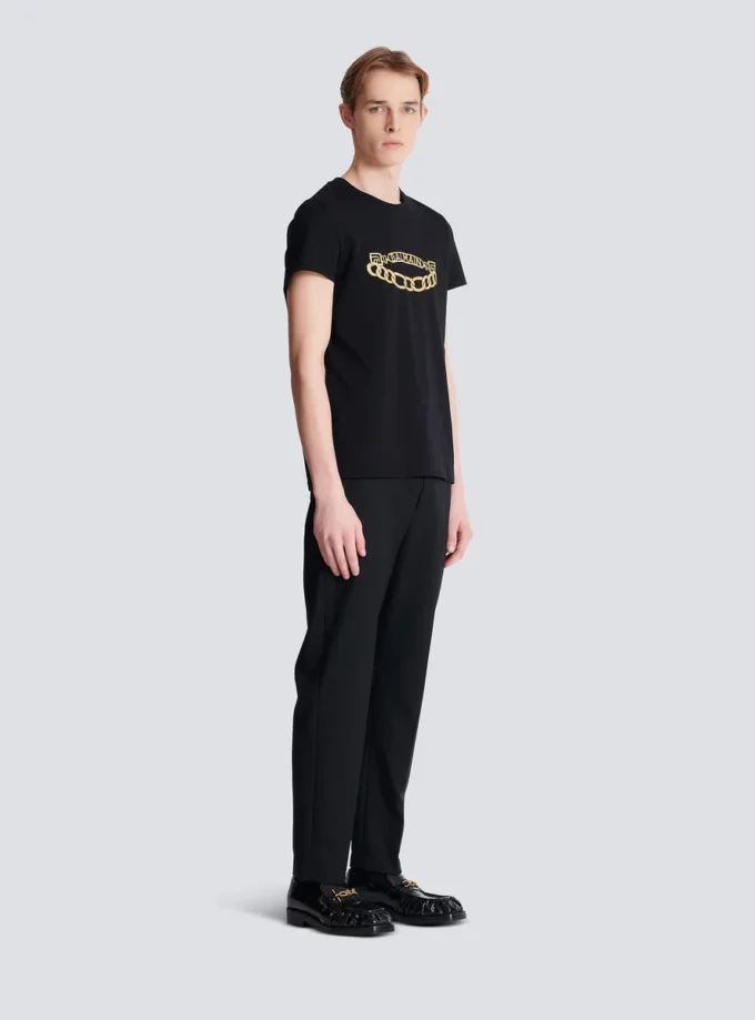 Balmain T-Shirt mit Chaînes-Logo-Print Balmain T-Shirt mit Chaînes-Logo-Print