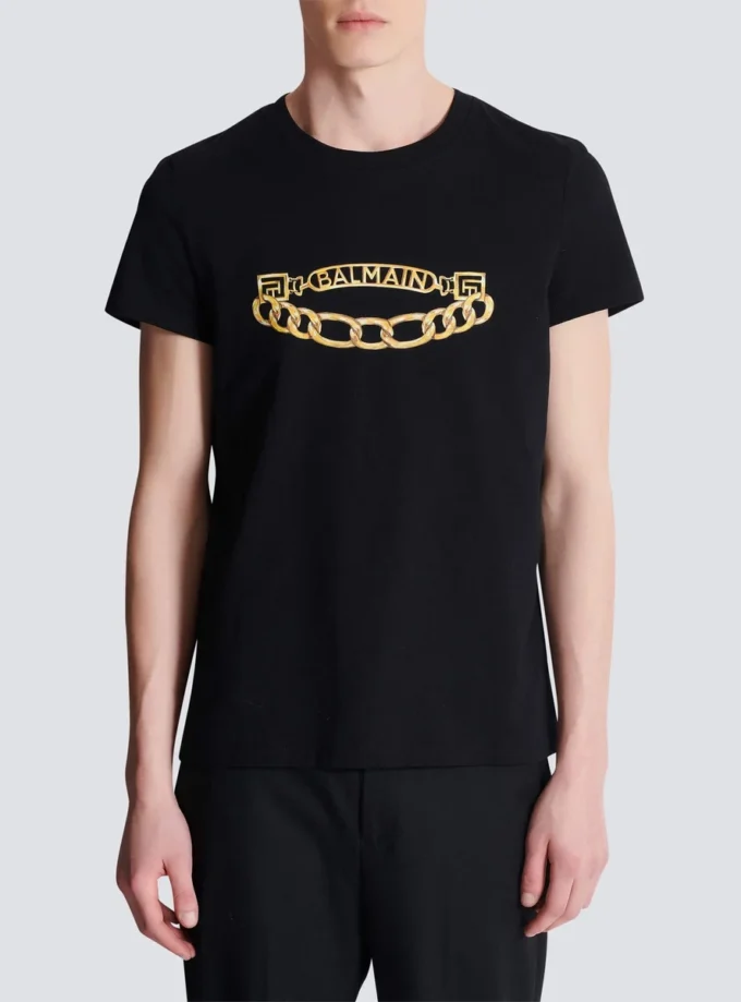 Balmain T-Shirt mit Chaînes-Logo-Print Balmain T-Shirt mit Chaînes-Logo-Print