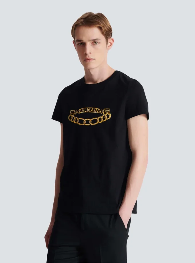 Balmain T-Shirt mit Chaînes-Logo-Print Balmain T-Shirt mit Chaînes-Logo-Print