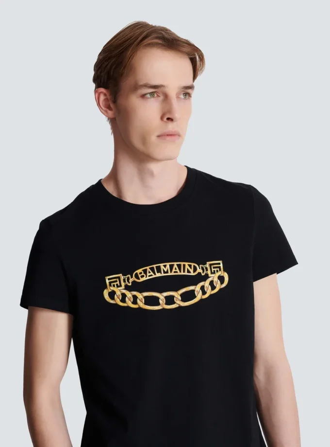 Balmain T-Shirt mit Chaînes-Logo-Print Balmain T-Shirt mit Chaînes-Logo-Print