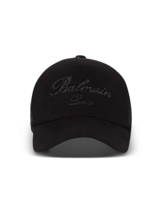 Baumwoll-Baseballkappe mit Balmain Signature-Stickerei