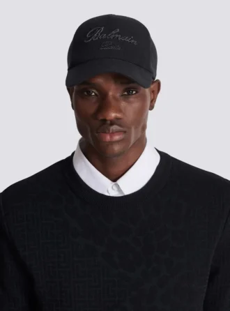Baumwoll-Baseballkappe mit Balmain Signature-Stickerei