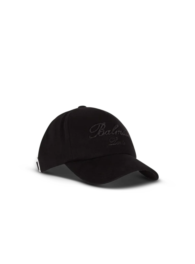 Baumwoll-Baseballkappe mit Balmain Signature-Stickerei Baumwoll-Baseballkappe mit Balmain Signature-Stickerei